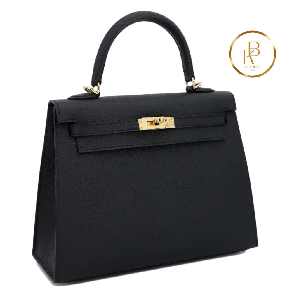 Kelly 25 Black Epsom Ghw Handbags