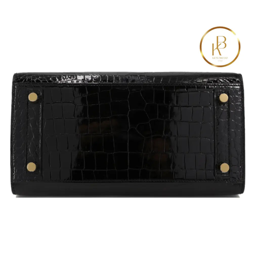 Birkin 25 Black Porosus Croc Ghw Handbags