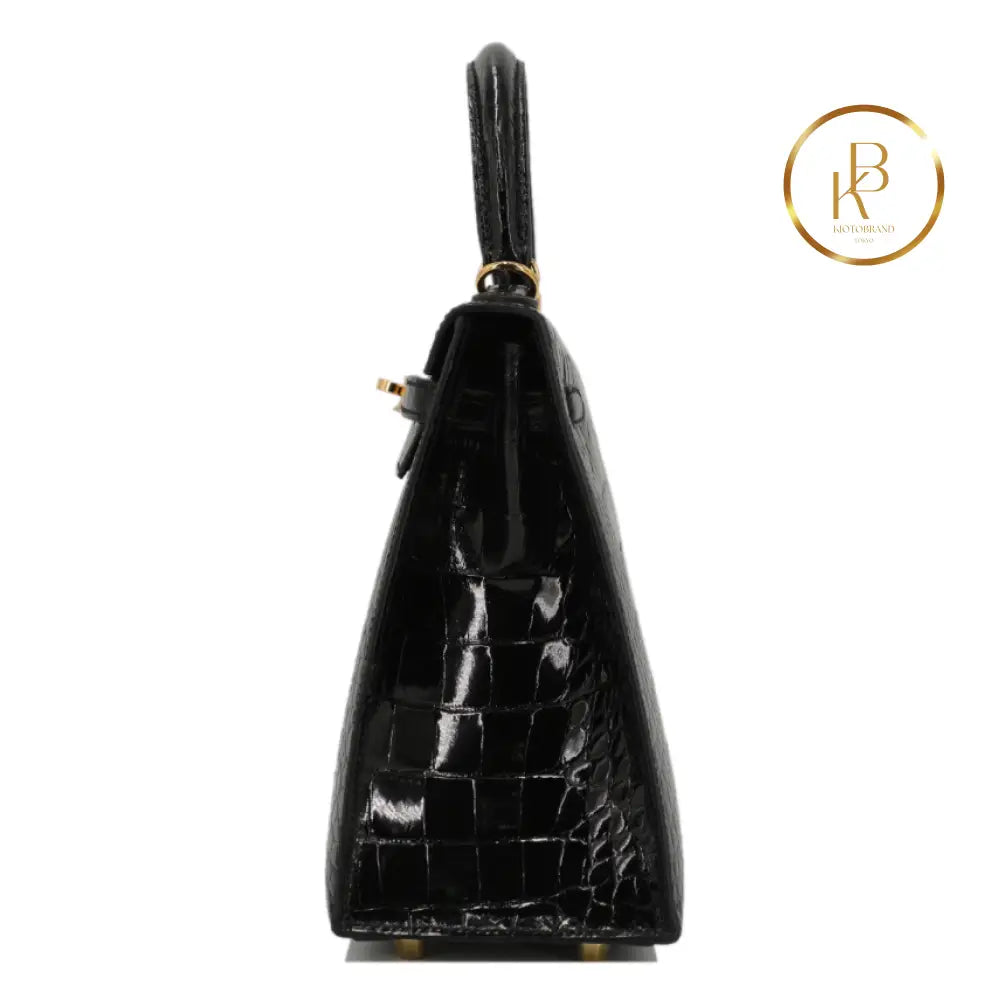 Kelly 25 Black Alligator Ghw Handbags