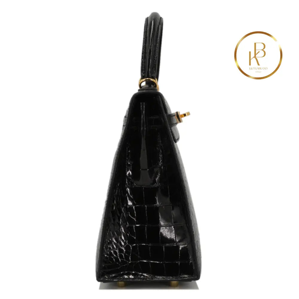 Kelly 25 Black Alligator Ghw Handbags