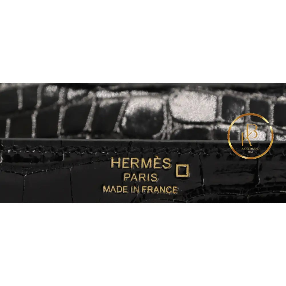 Kelly 25 Black Alligator Ghw Handbags