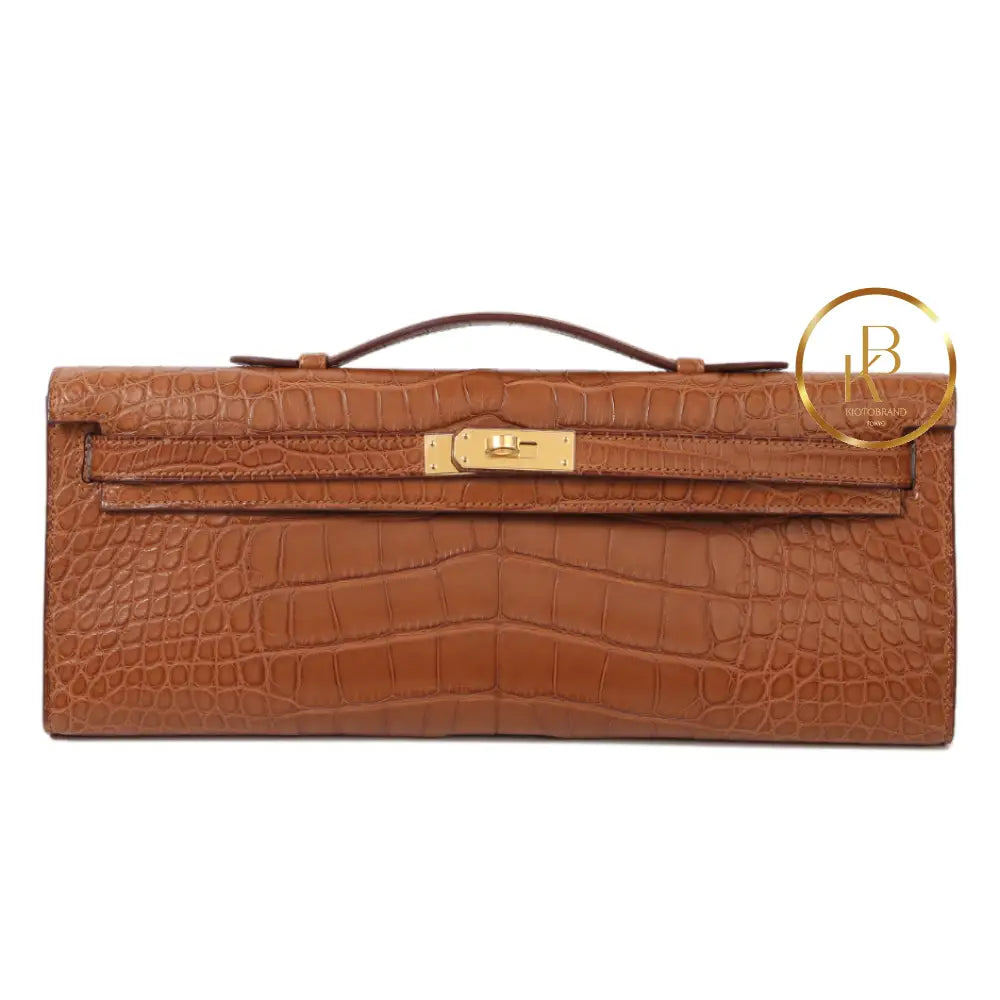 Kelly Cut Matte Alligator Gold Handbags
