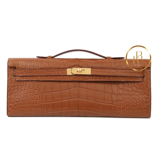 Kelly Cut Matte Alligator Gold Handbags