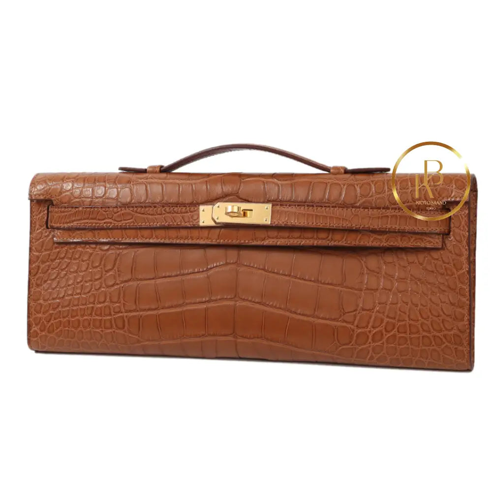 Kelly Cut Matte Alligator Gold Handbags