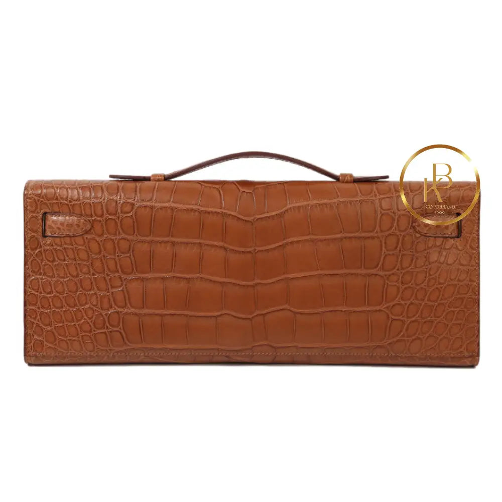 Kelly Cut Matte Alligator Gold Handbags