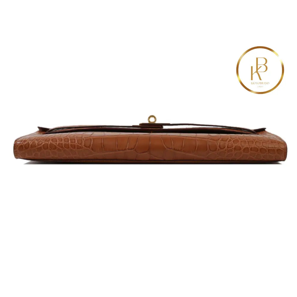 Kelly Cut Matte Alligator Gold Handbags