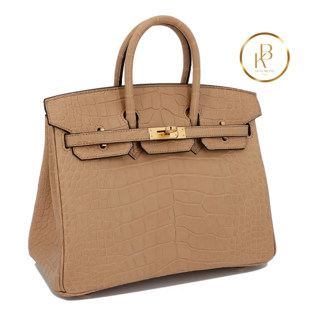 Birkin 25 Chai Matte Alligator Ghw Handbags