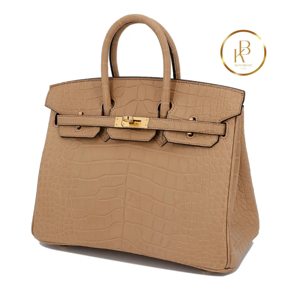 Birkin 25 Chai Matte Alligator Ghw Handbags