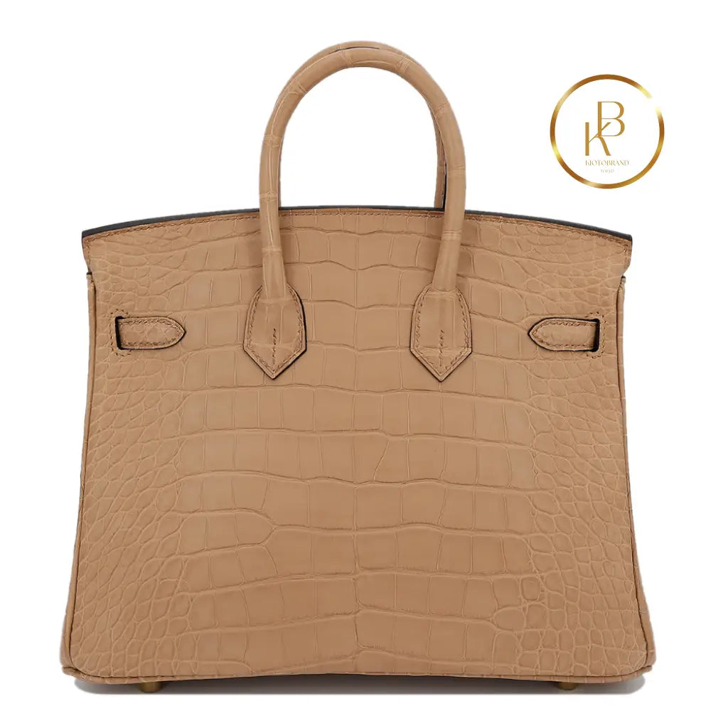 Birkin 25 Chai Matte Alligator Ghw Handbags