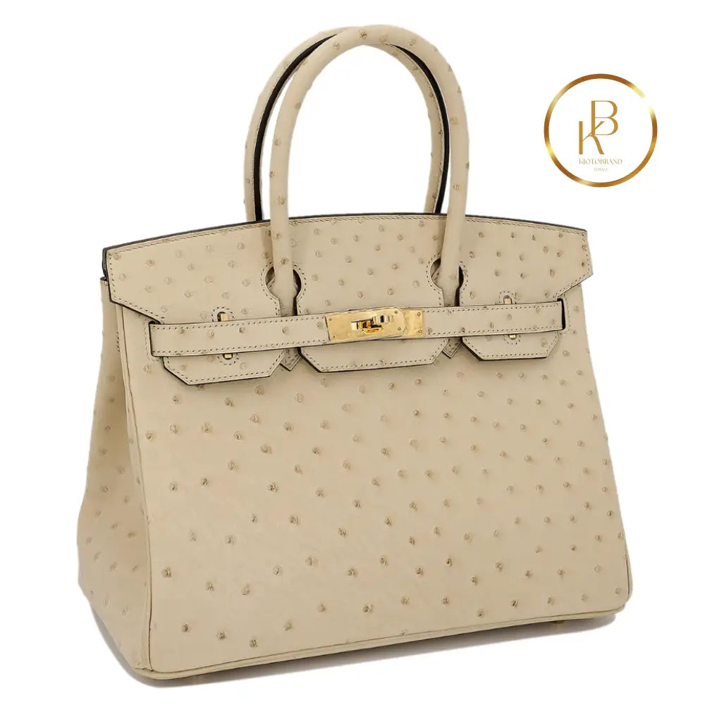 Birkin 30 Ostrich Parchemin Ghw Handbags