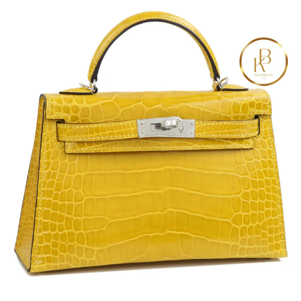 Kelly 20 Ii Mini Mimosa Shiny Alligator Handbags