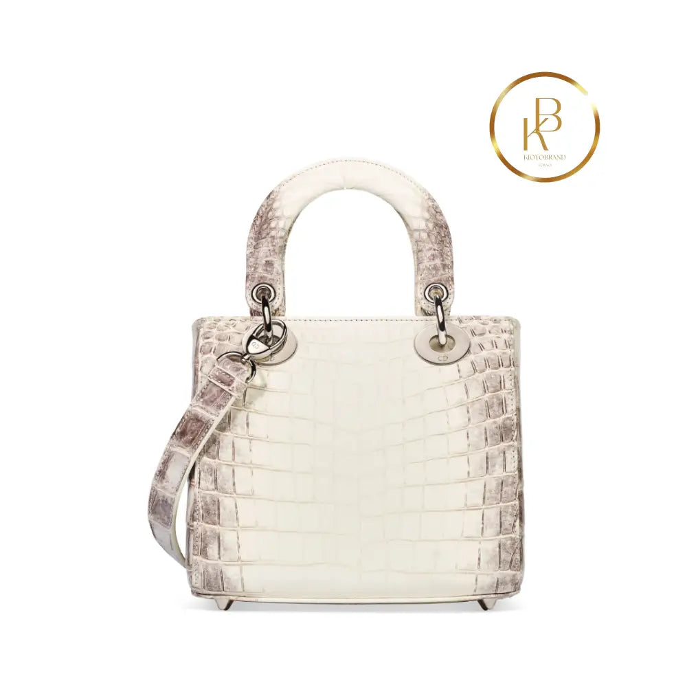 Lady Dior White Himalaya Niloticus Croc Bag Silver & Crystal Hardware Handbags