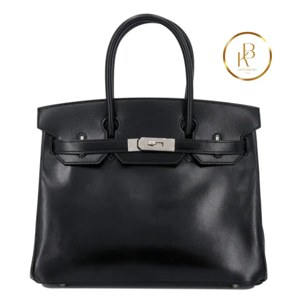 Birkin 30 Black Box-Calfskin Handbags