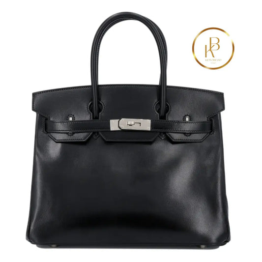 Birkin 30 Black Box-Calfskin Handbags