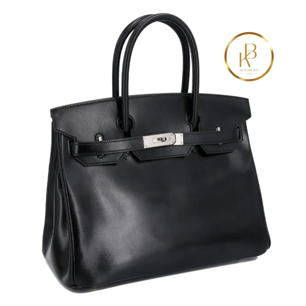 Birkin 30 Black Box-Calfskin Handbags