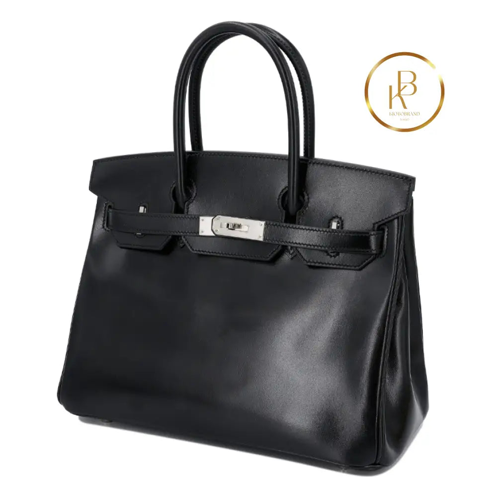 Birkin 30 Black Box-Calfskin Handbags