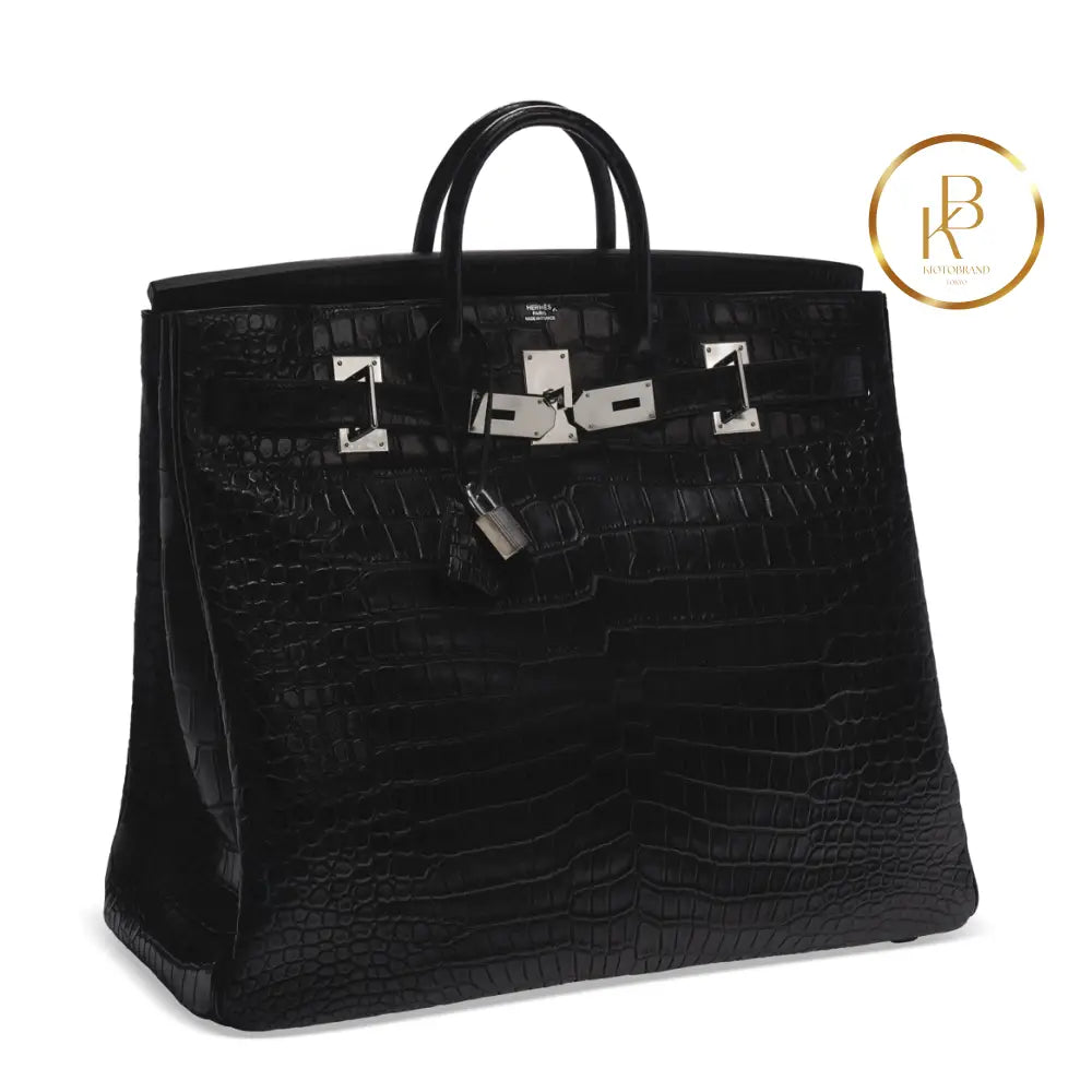 Birkin Hac 50 Black Matte Porosus Crocodile