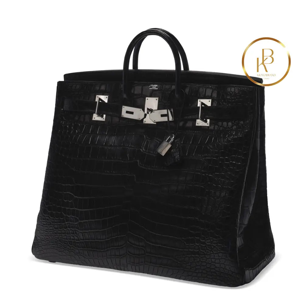 Birkin Hac 50 Black Matte Porosus Crocodile