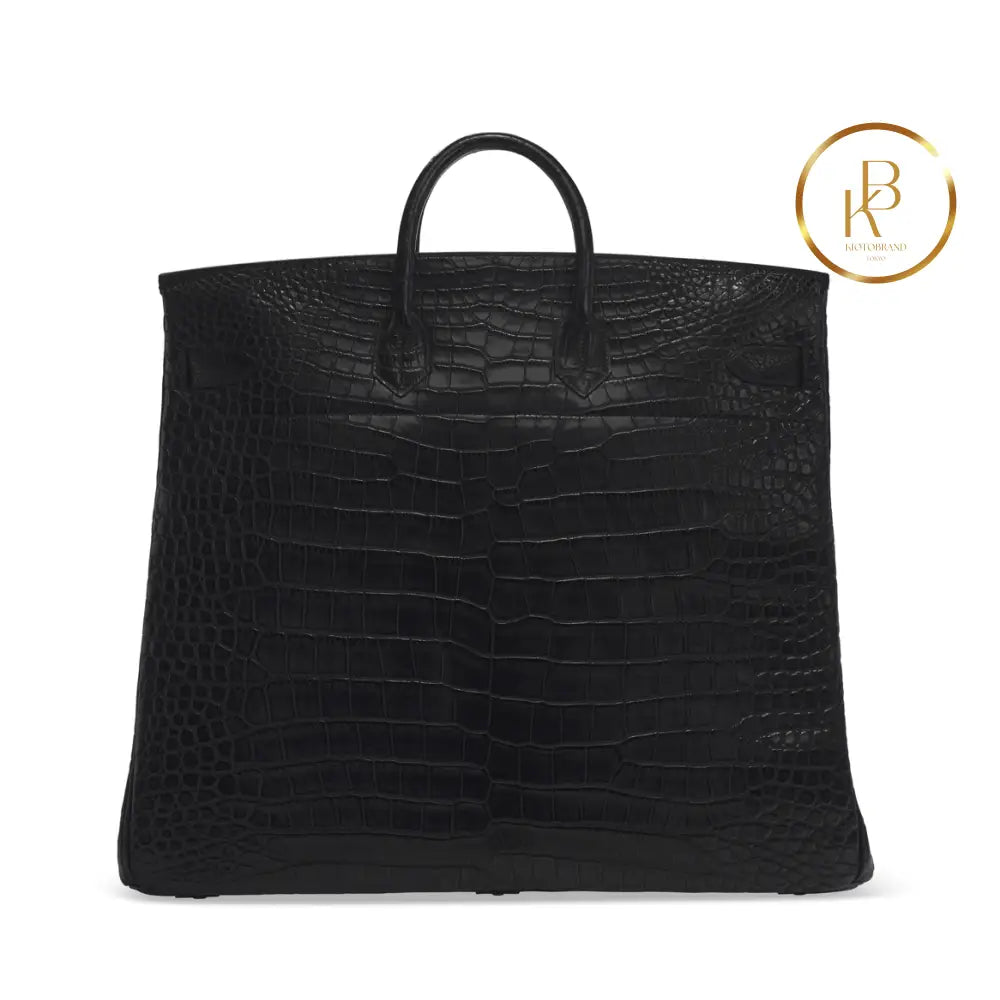 Birkin Hac 50 Black Matte Porosus Crocodile