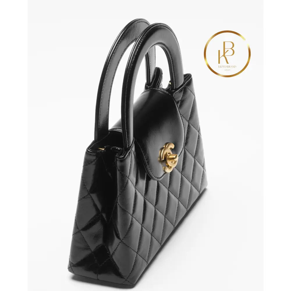 Cc Kelly Bag Shiny Aged Calfskin & Gold-Tone Metal Black Handbags