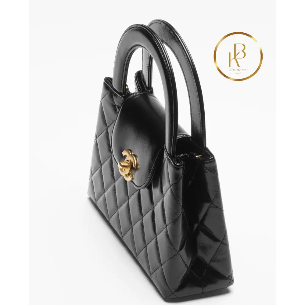Cc Kelly Bag Shiny Aged Calfskin & Gold-Tone Metal Black Handbags