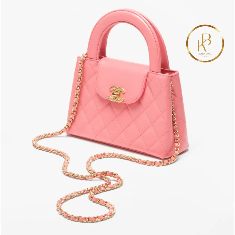Cc Kelly Bag Shiny Aged Calfskin & Gold-Tone Metal Pink Handbags