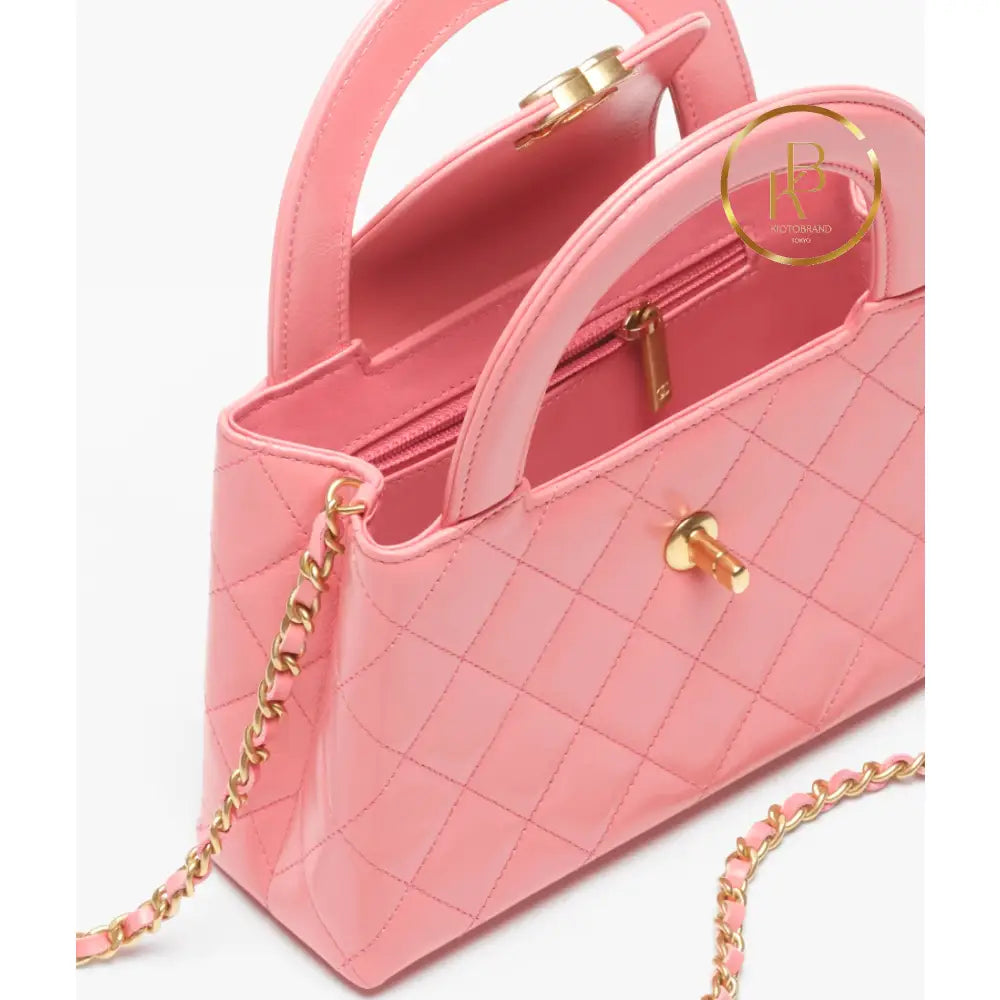 Cc Kelly Bag Shiny Aged Calfskin & Gold-Tone Metal Pink Handbags