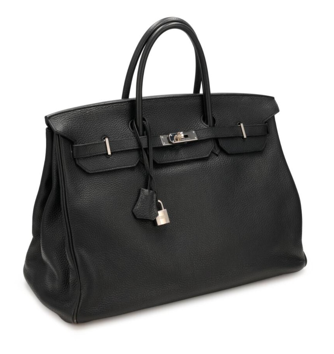 Birkin 40 Black Clemence Palladium Handbags