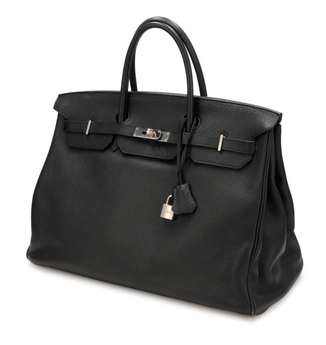 Birkin 40 Black Clemence Palladium Handbags