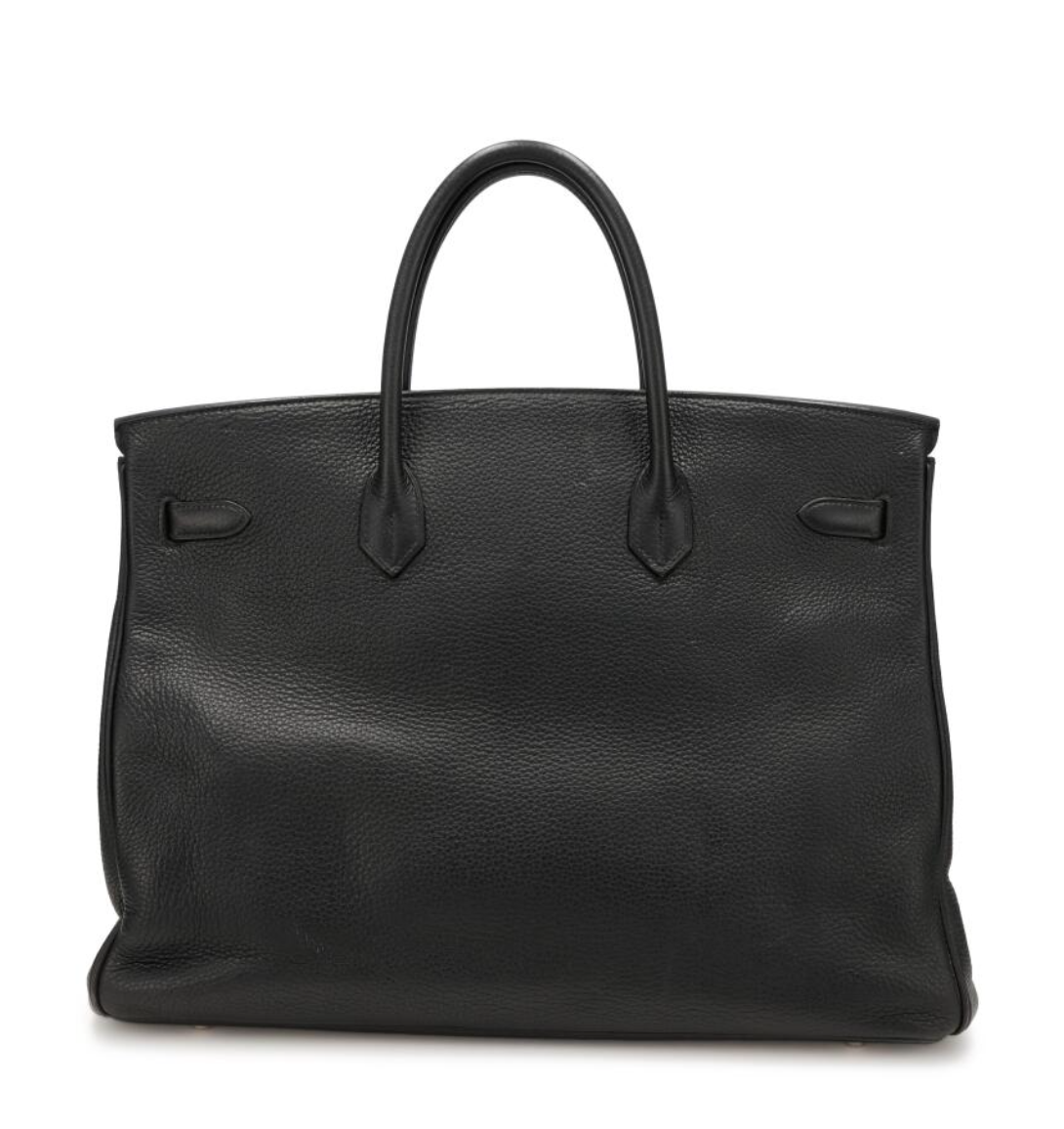 Birkin 40 Black Clemence Palladium Handbags