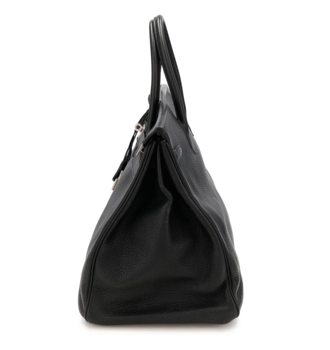 Birkin 40 Black Clemence Palladium Handbags