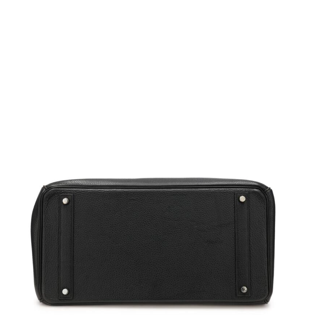 Birkin 40 Black Clemence Palladium Handbags