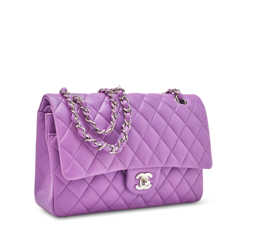 Small Classic Double Flap Purple Quilted Lambskin Handbags