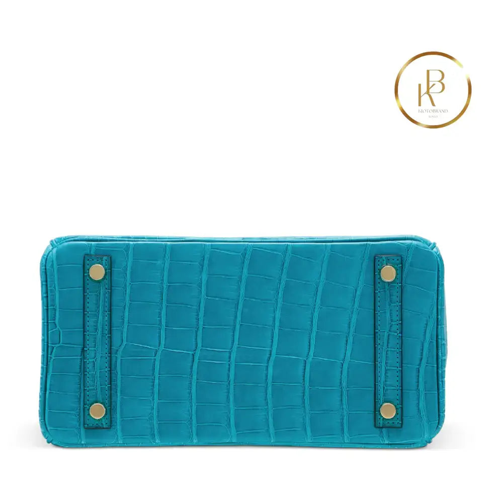 Birkin 25 Bleu Paon Alligator Gold Hardware Handbags