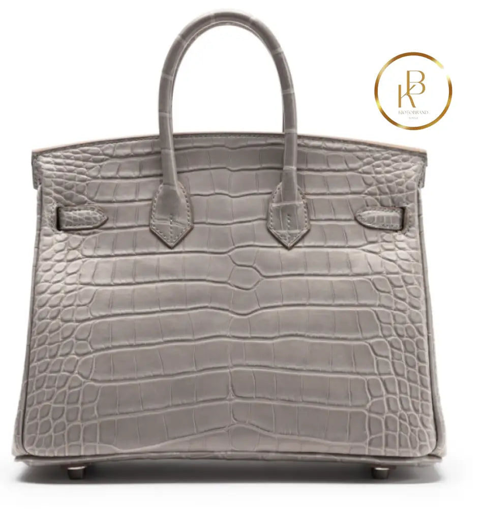 Birkin 25 Gris Perle Matte Alligator Hss Handbags