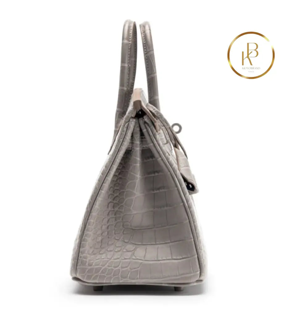 Birkin 25 Gris Perle Matte Alligator Hss Handbags