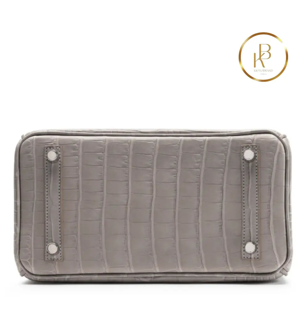 Birkin 25 Gris Perle Matte Alligator Hss Handbags
