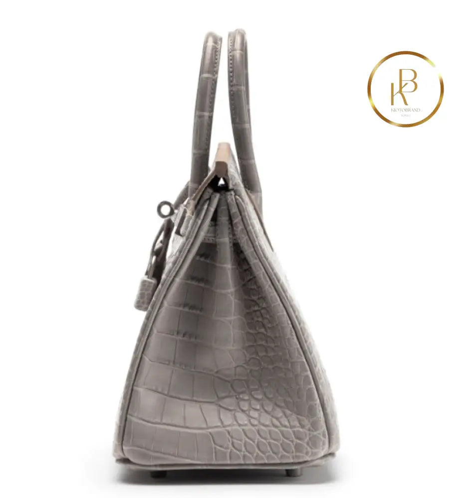 Birkin 25 Gris Perle Matte Alligator Hss Handbags