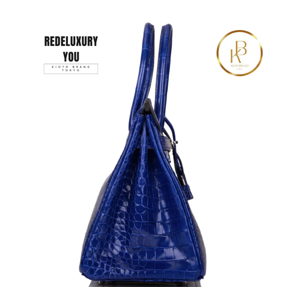 Birkin 30 Bleu Electrique Shiny Porosus Crocodile