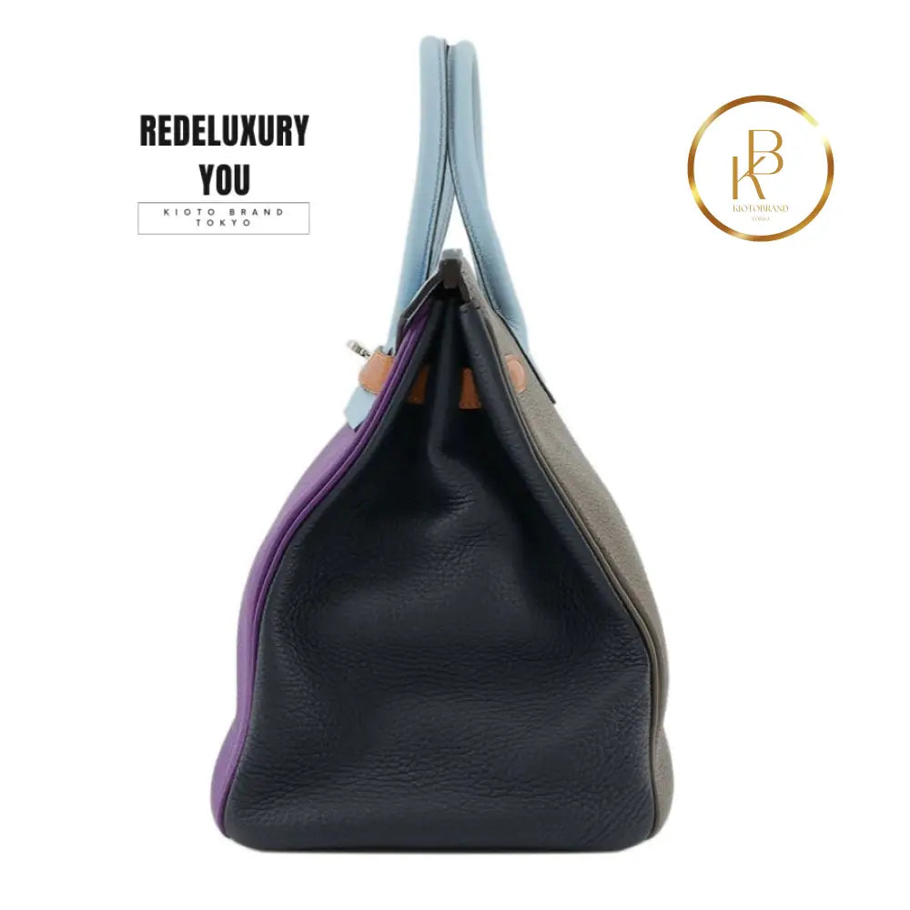 Birkin 35 Arlequin Retourne Ultra Violet Etain Blue Marine Bleu Obscur