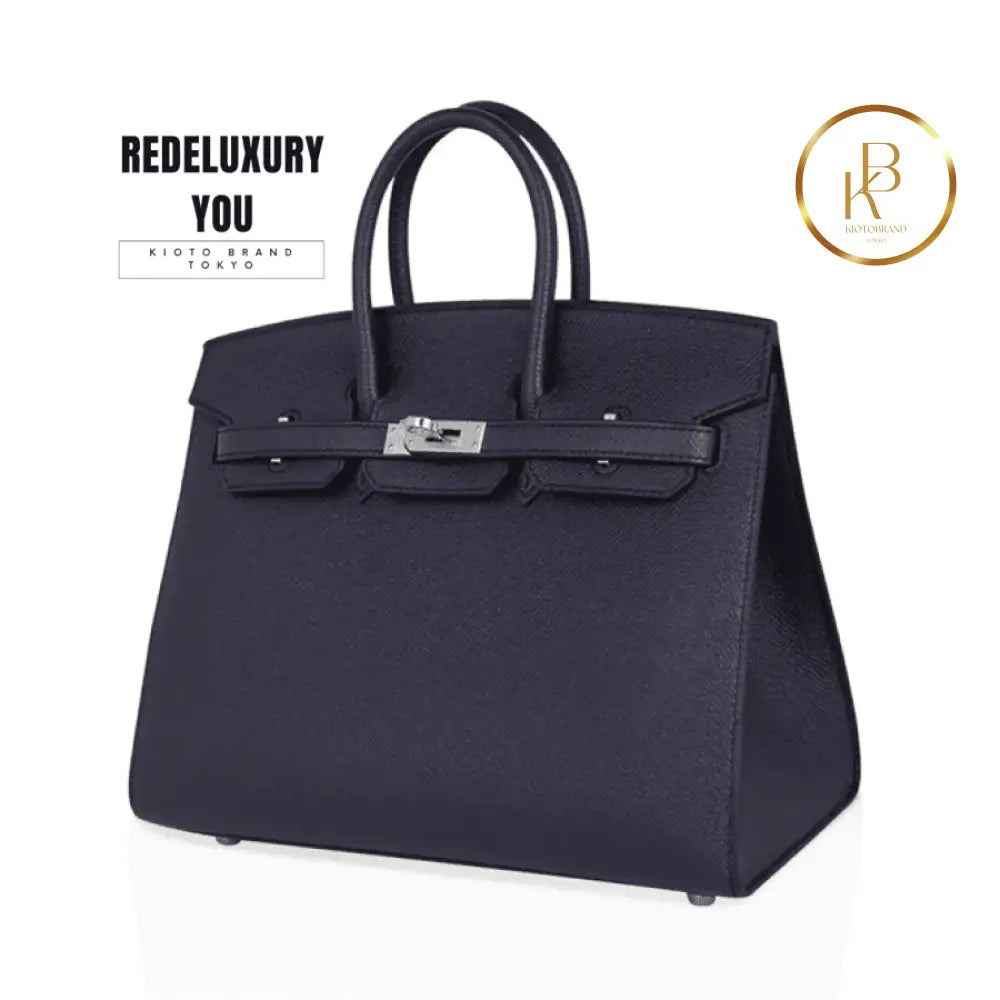 Birkin 25 Sellier Bag Bleu Indigo Palladium