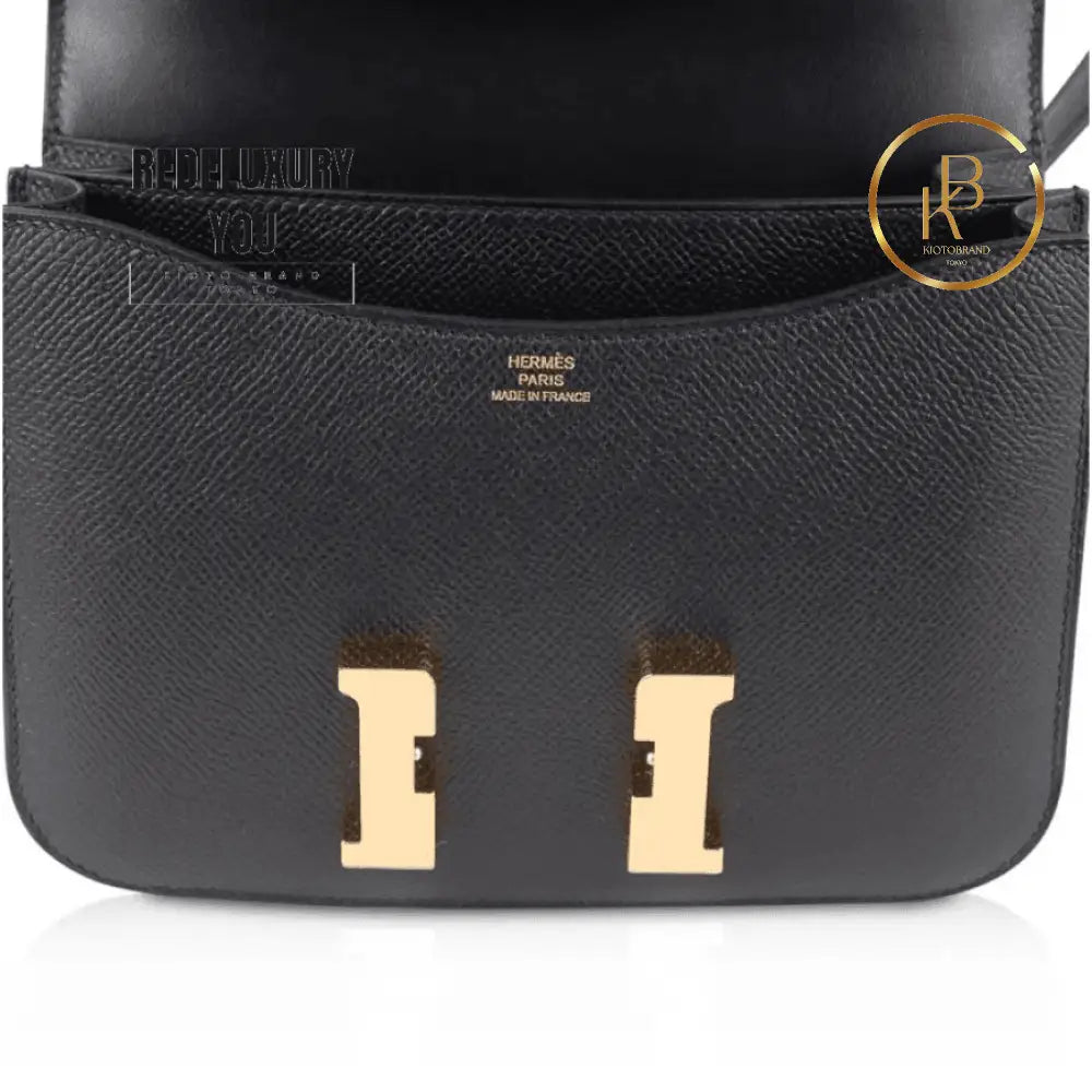 Constance Bag 18 Black Epsom Gold Hardware