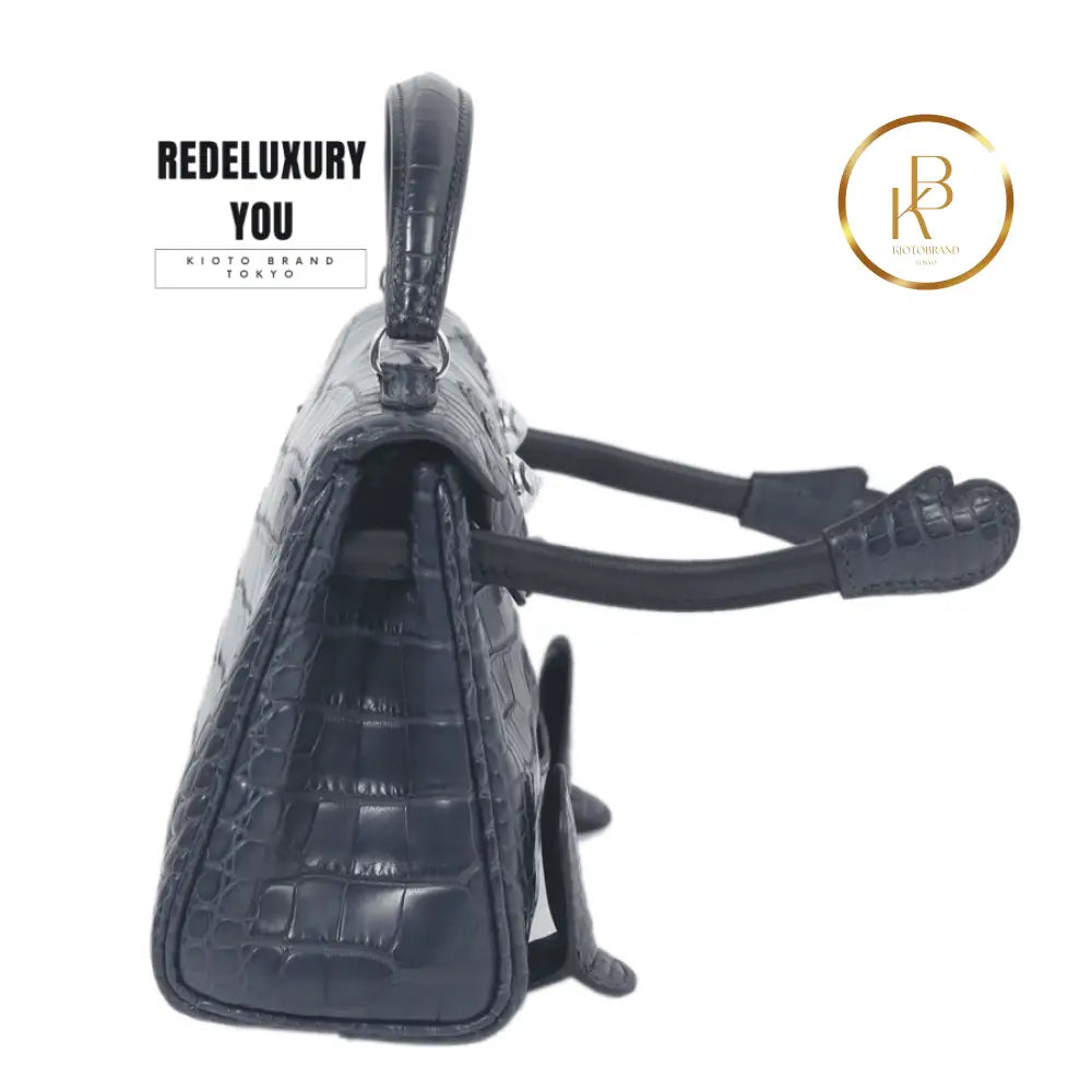 Kelly Doll Matte Alligator Navy And Black (Limited Edition)