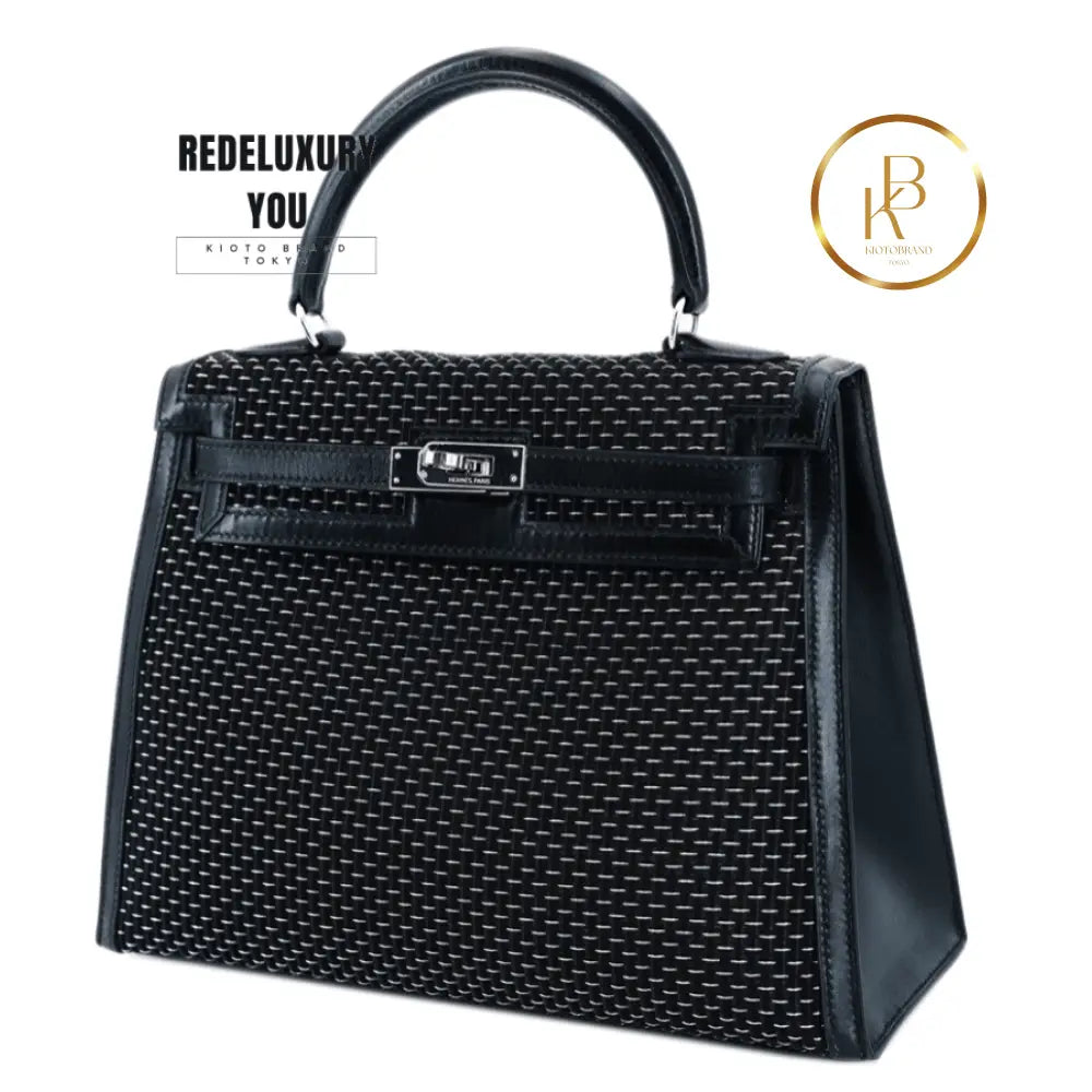 Kelly 25 Sellier Black Silver Crinoline Limited Edition
