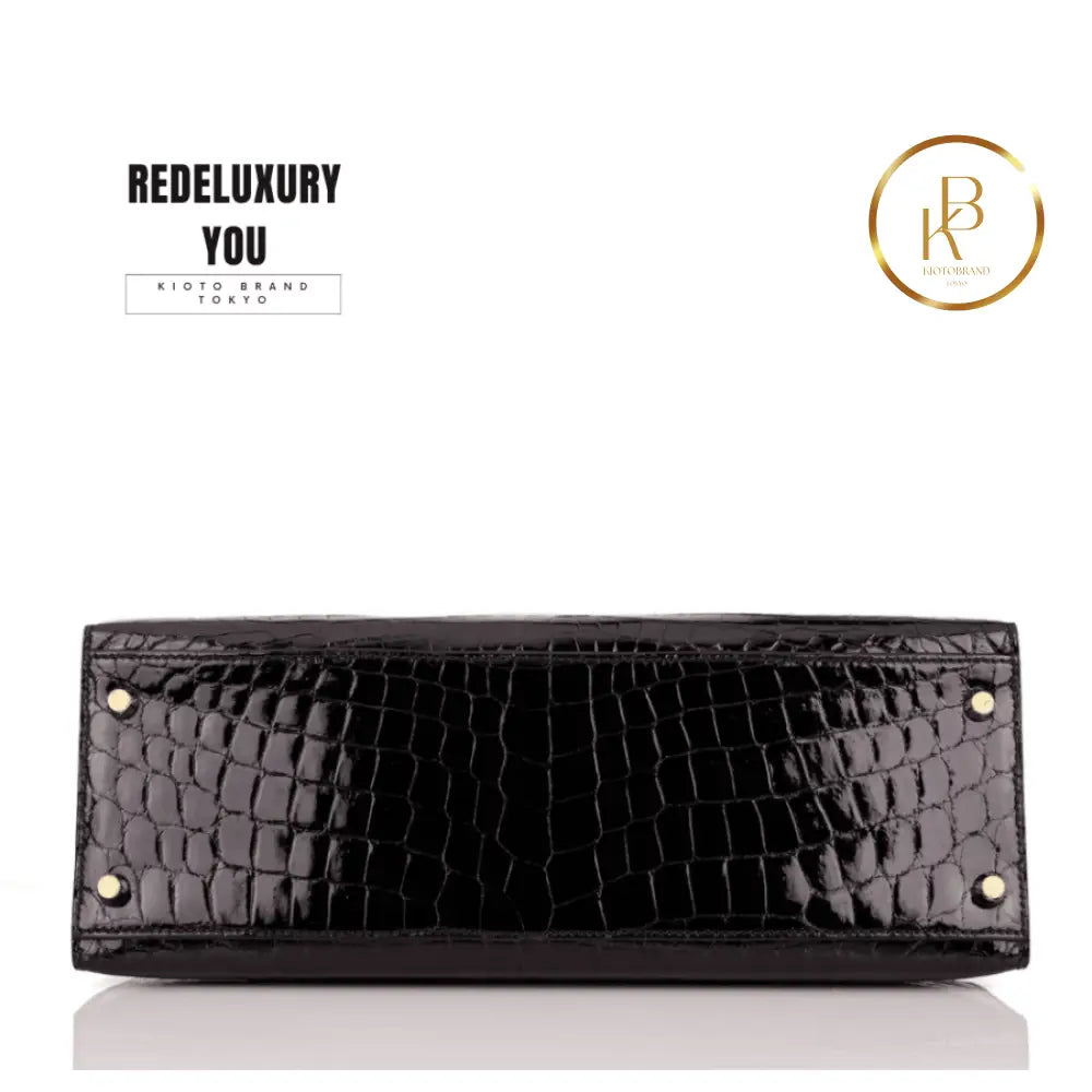 Kelly 32 Sellier Black Shiny Niloticus Crocodile
