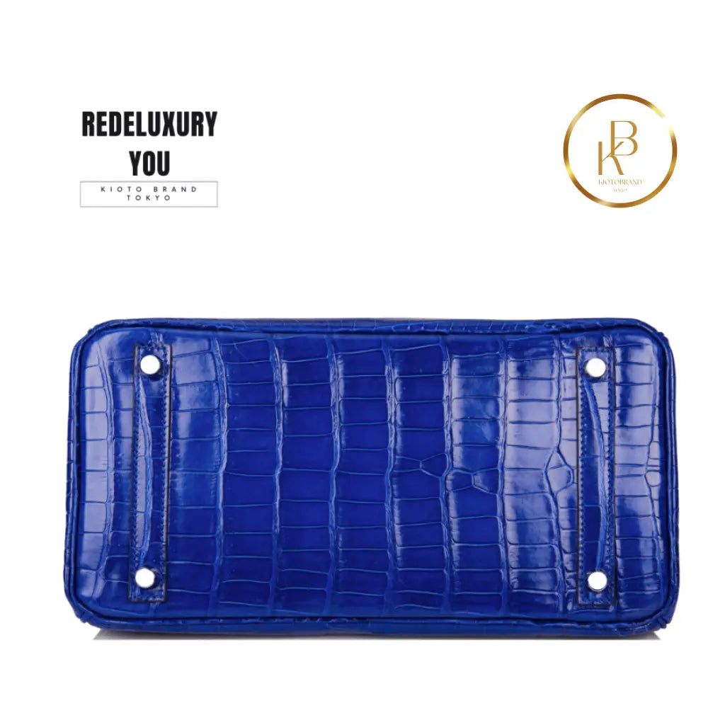 Birkin 30 Bleu Electrique Shiny Porosus Crocodile