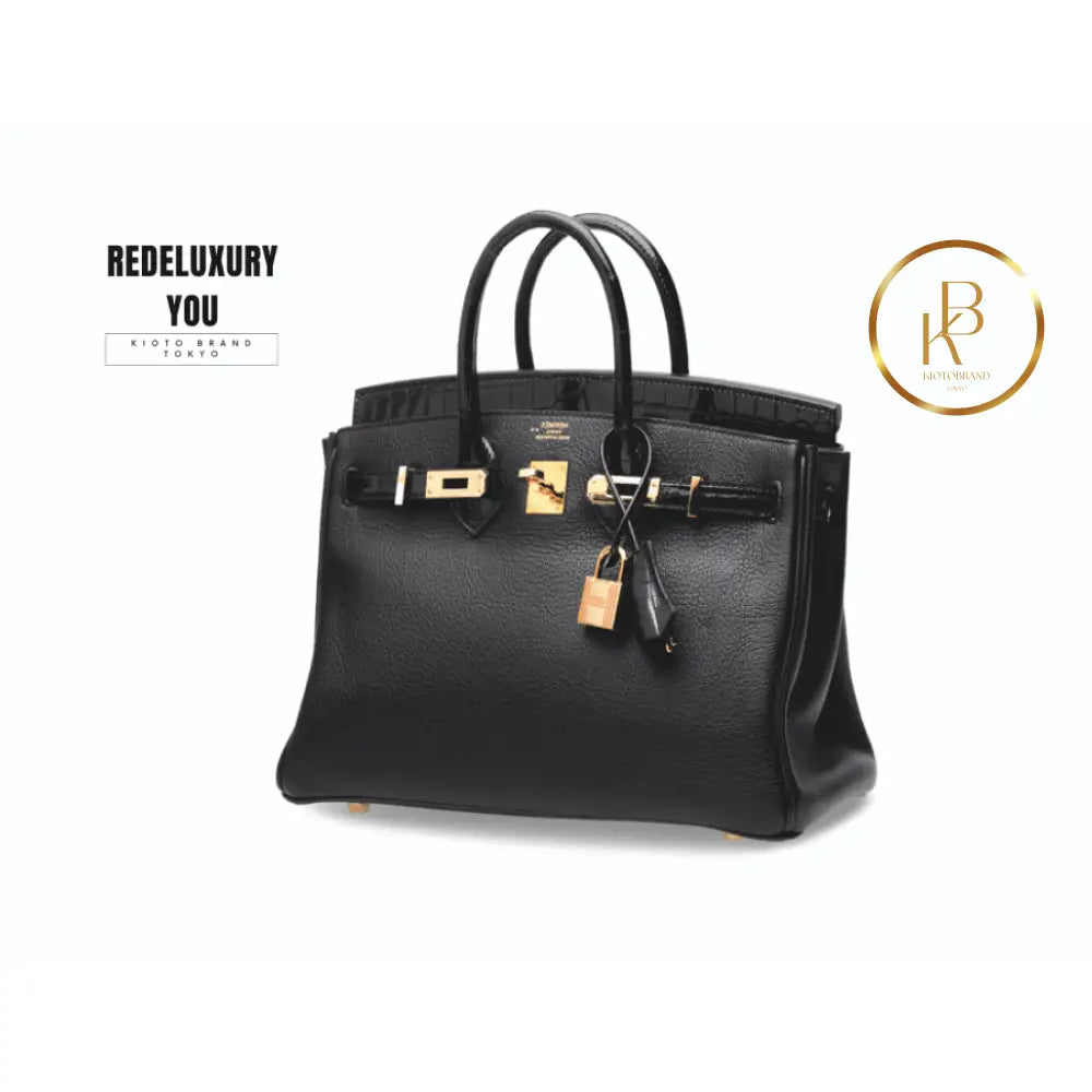Birkin 25 Touch Shiny Black Nilo Croc & Novillo
