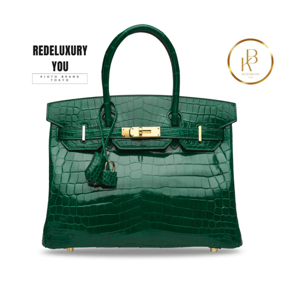 Birkin 30 Shiny Vert Emerald Niloticus Croc