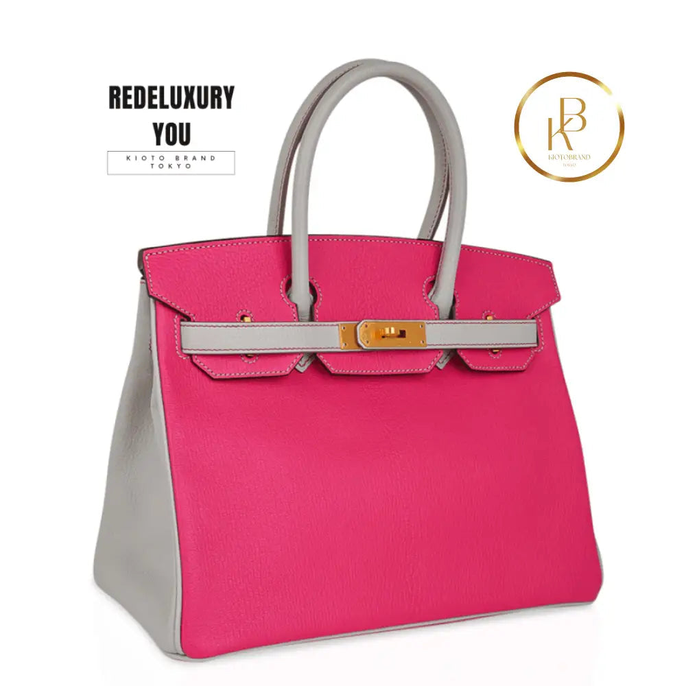 Birkin 30 Bag Hss Rose Shocking Gris Perle Chevre Special Order