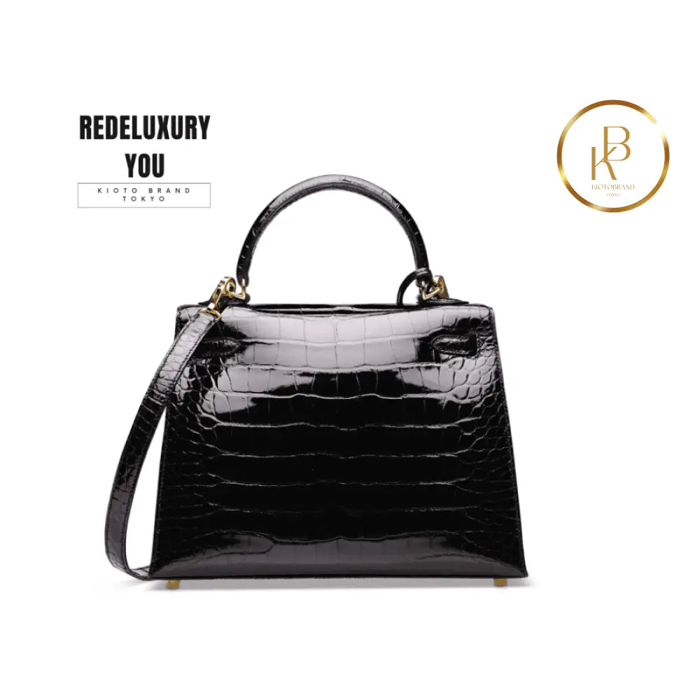 Kelly 25 Shiny Black Alligator Ghw